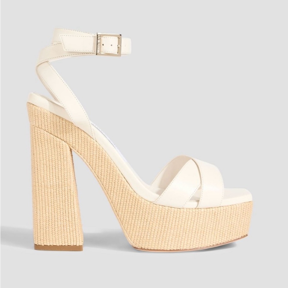 Jimmy Choo white Gaia 140 leather platform sandals size 38